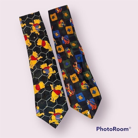 DISNEY Winnie The Pooh Vintage Ties Set of 2 - Picture 1 of 7